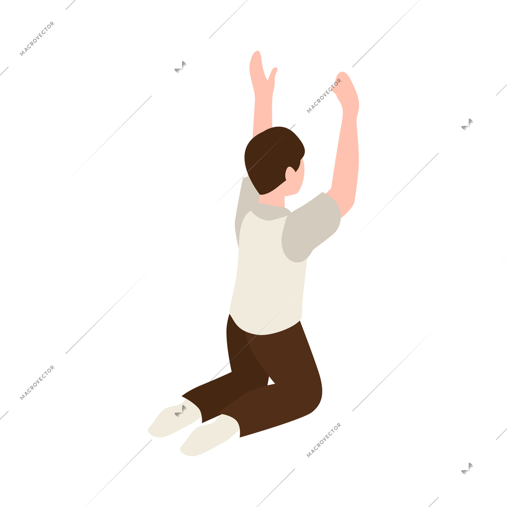 Isometric male prayer during worship 3d icon vector illustration