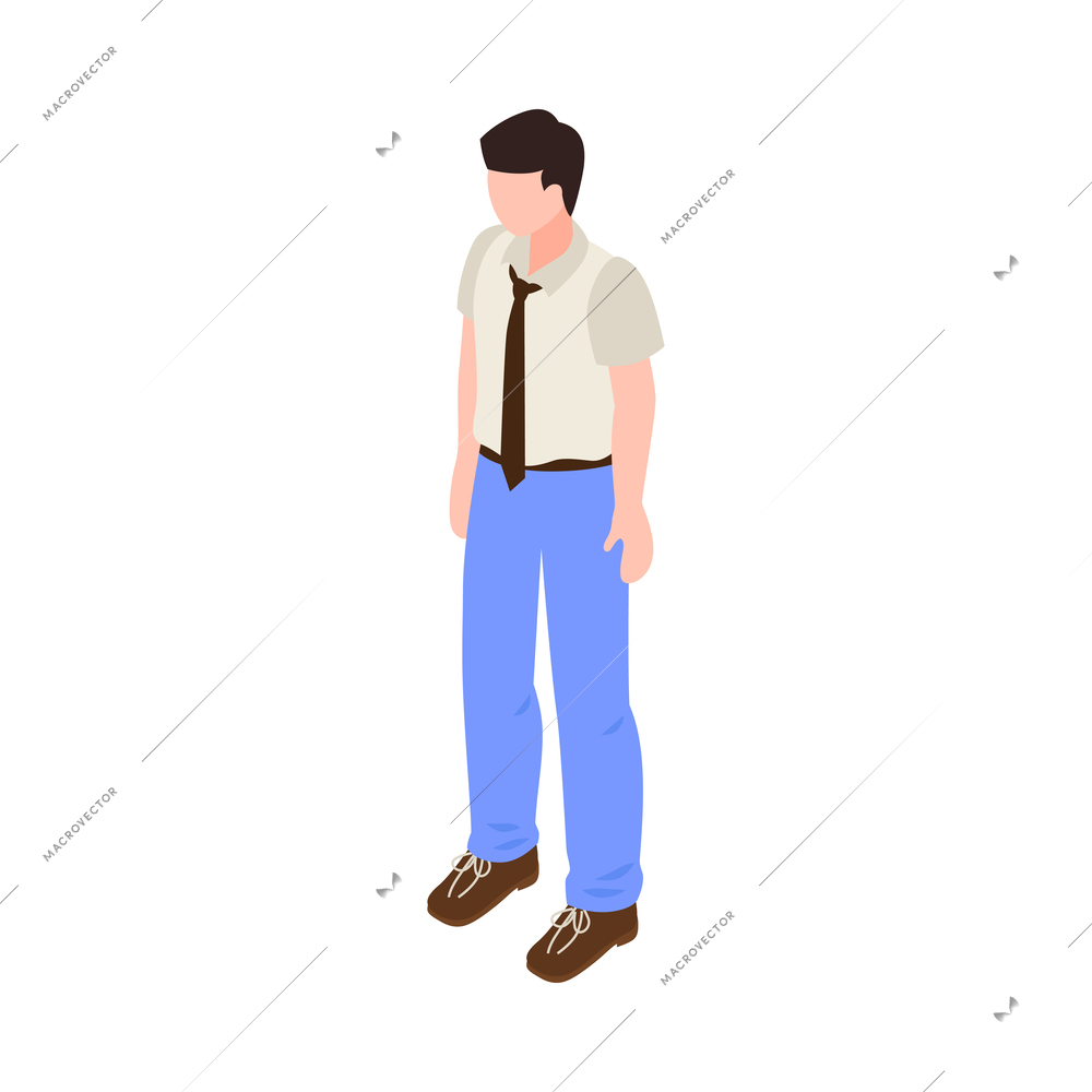 Isometric male office worker character 3d vector illustration