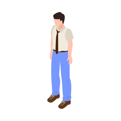 Isometric male office worker character 3d vector illustration