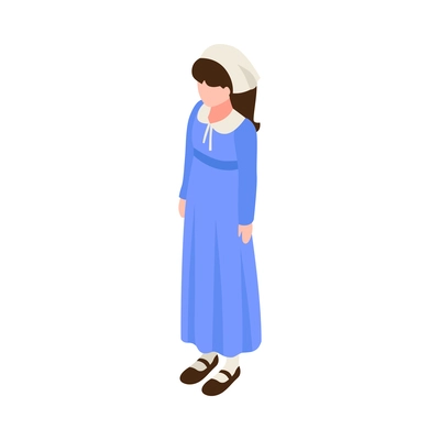 Nun wearing blue dress 3d isometric icon vector illustration