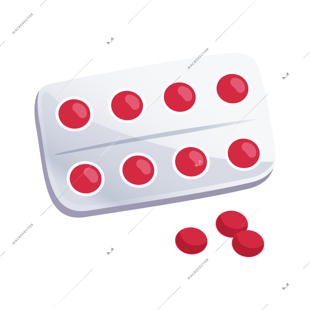 Blister pack with color pills flat icon vector illustration
