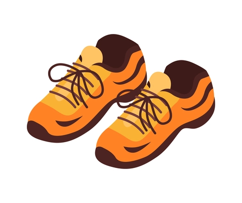 Pair of orange trainers isometric icon vector illustration