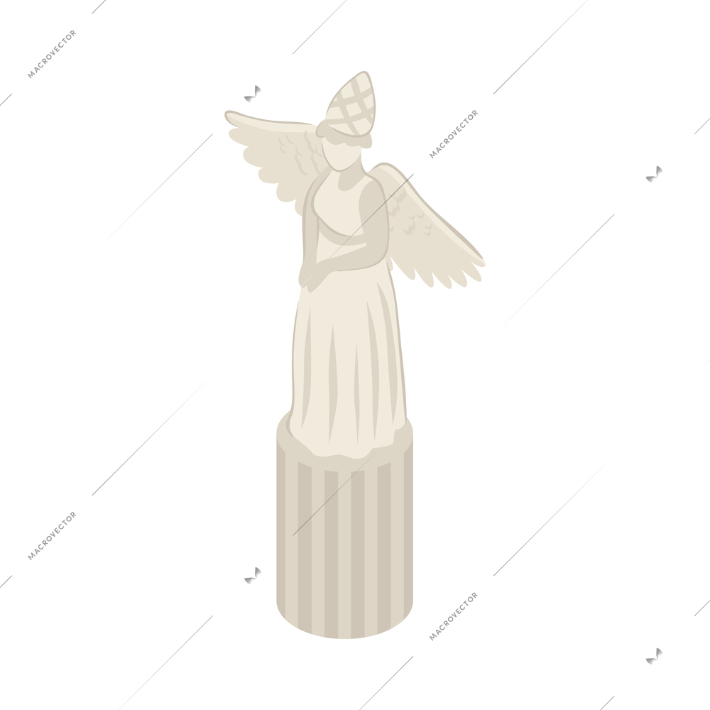 Isometric white marble religious monument icon 3d vector illustration