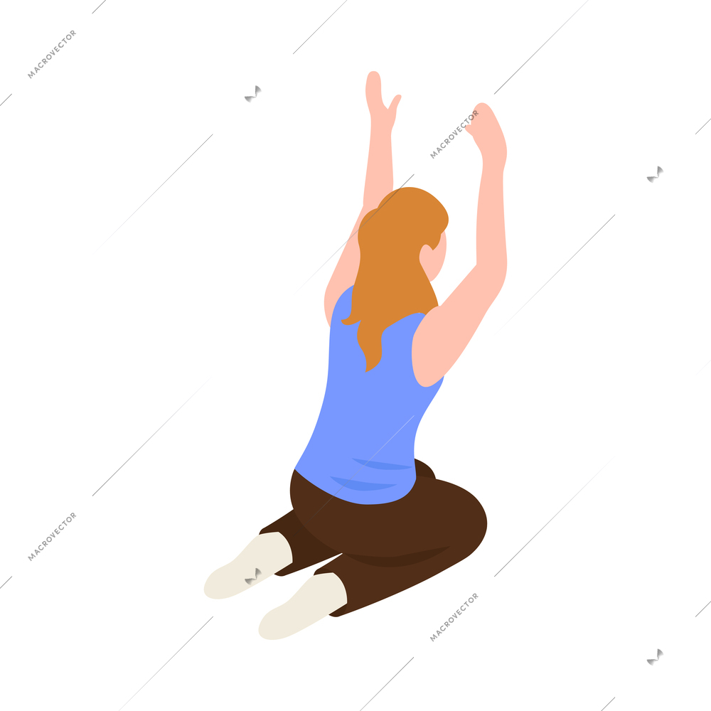 Female prayer during worship 3d isometric icon vector illustration