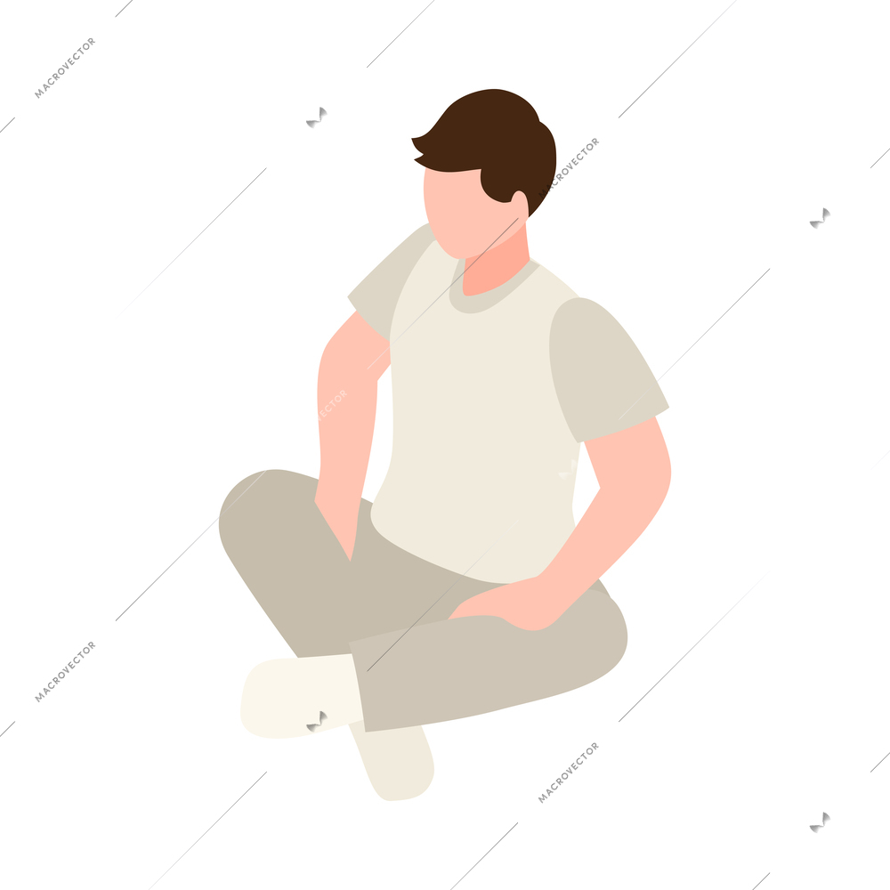 Isometric religious cult sect icon with faceless prayer character 3d icon vector illustration