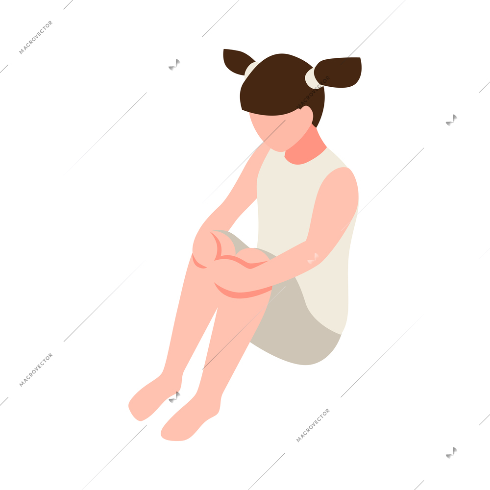 Isometric religious cult sect icon with girl prayer 3d vector illustration