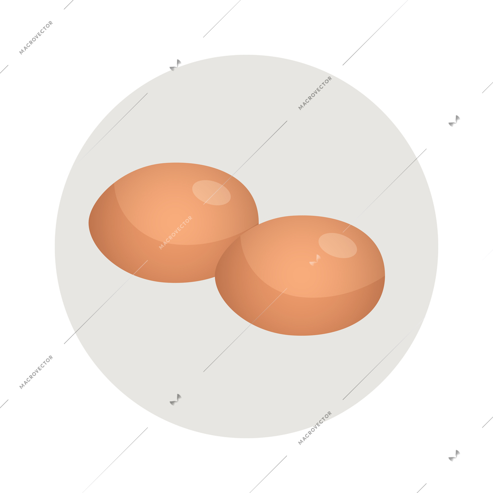 Brown chicken eggs in grey round background flat icon vector illustration