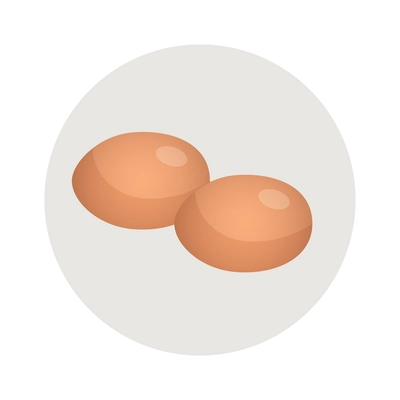 Brown chicken eggs in grey round background flat icon vector illustration