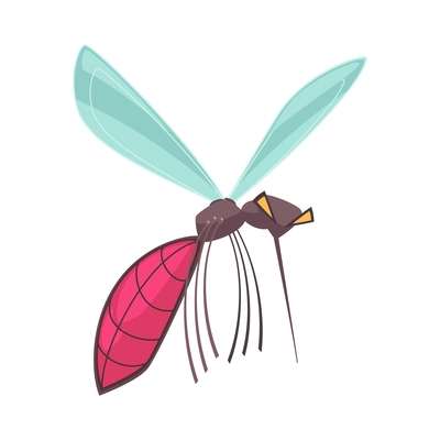 Color mosquito on white background cartoon flat vector illustration