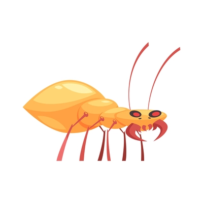 Angry yellow insect cartoon pest on white background vector illustration