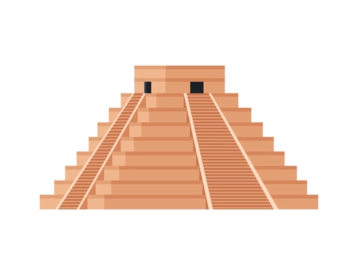 Maya civilization pyramid on white background flat vector illustration