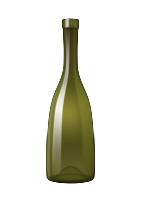 Realistic empty green glass wine bottle vector illustration