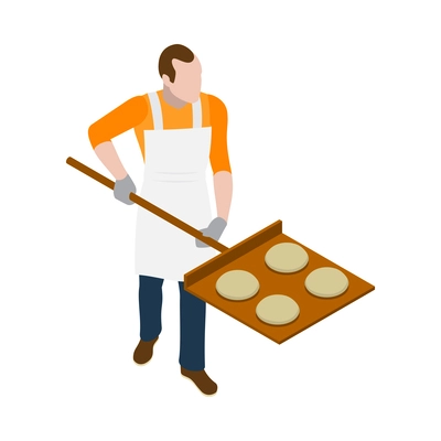 Faceless baker male character isometric icon vector illustration