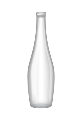 Empty glass bottle on white background realistic vector illustration