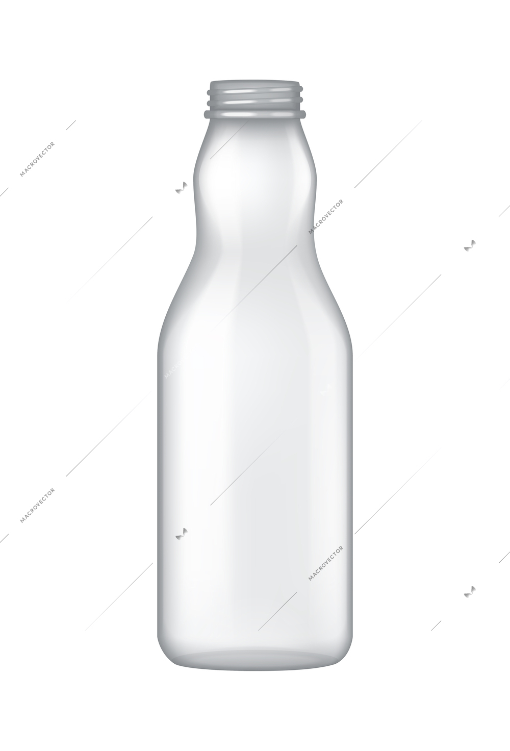 Realistic empty glass bottle without cap vector illustration