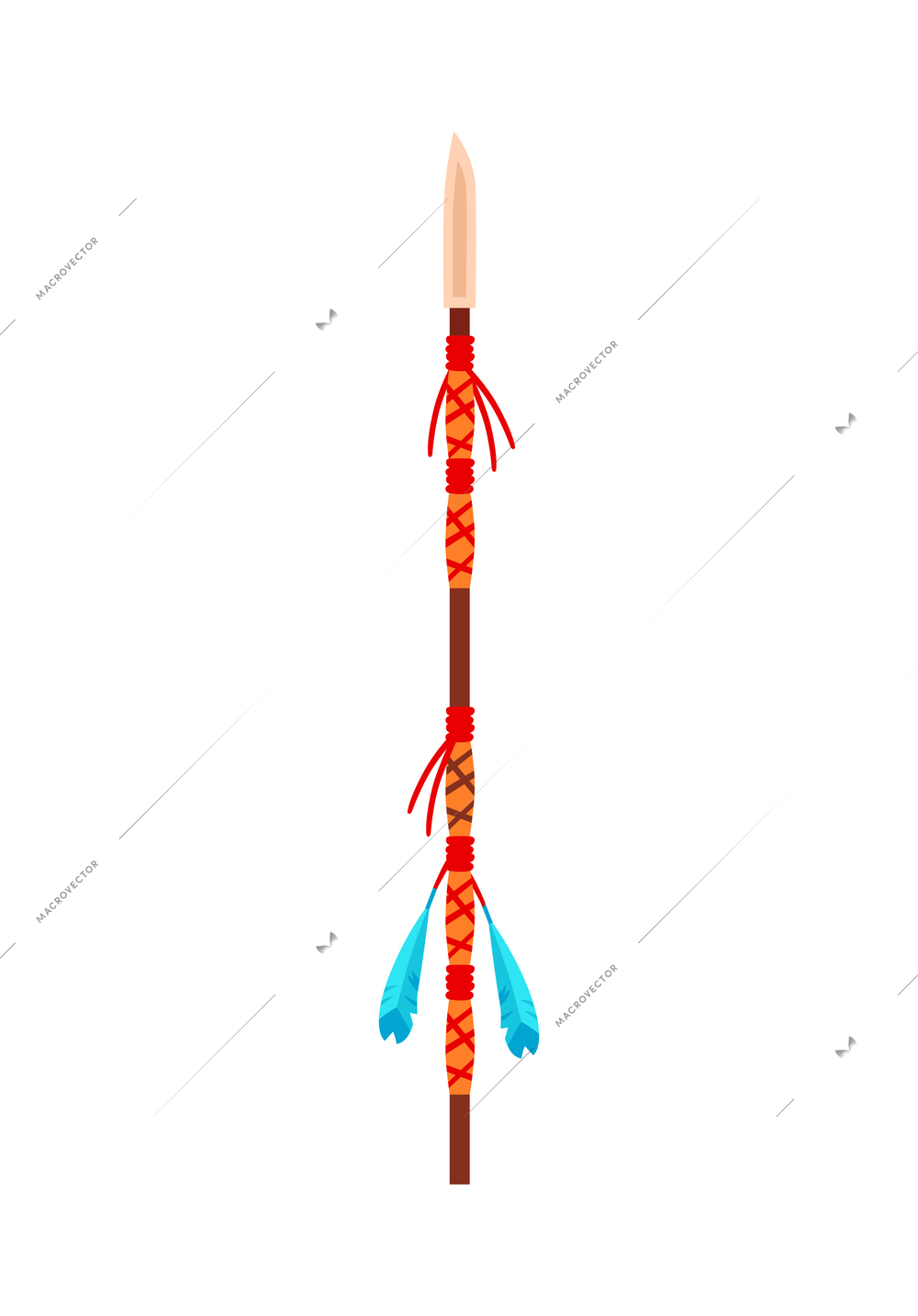 Indian or mayan spear on white background flat vector illustration