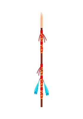 Indian or mayan spear on white background flat vector illustration