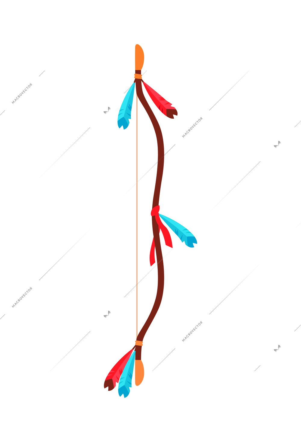 Flat mayan or indian bow with feathers vector illustration