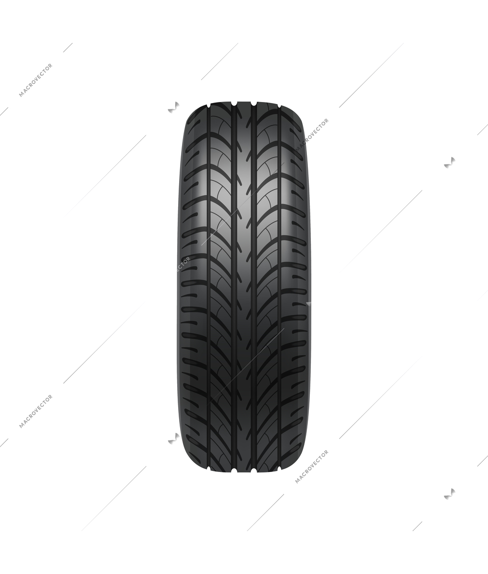 Wheel tire side view on white background realistic vector illustration