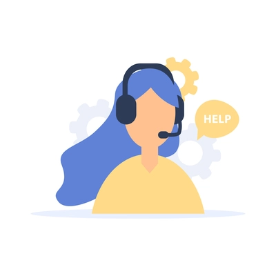 Customer support call center hotline operator consulting client flat vector illustration