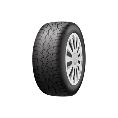 Realistic tyred car wheel against white background vector illustration