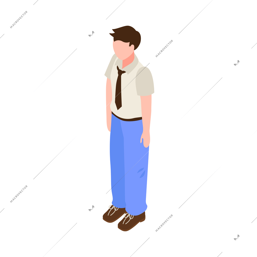 Isometric faceless human character of male manager office worker 3d vector illustration