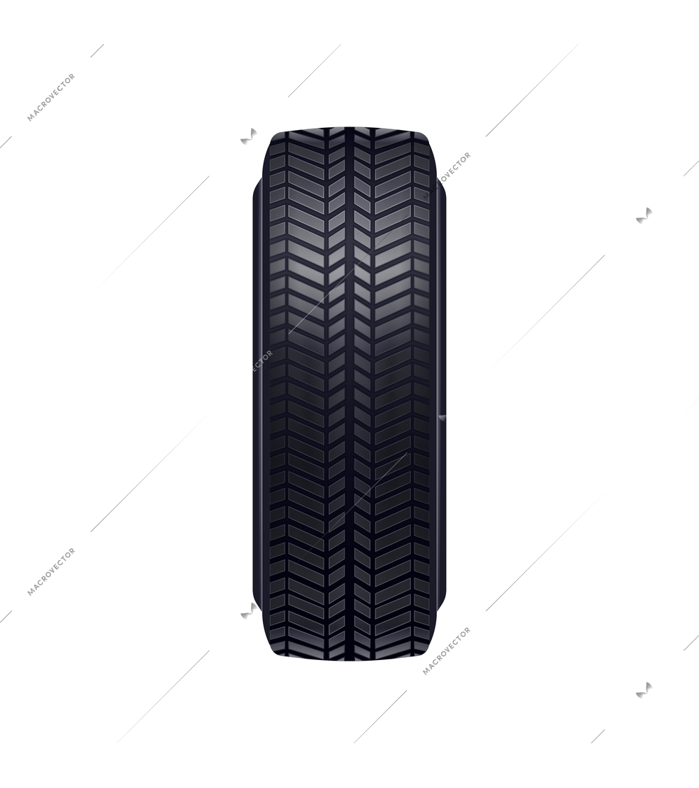 Realistic tyred car wheel profile view on white background vector illustration