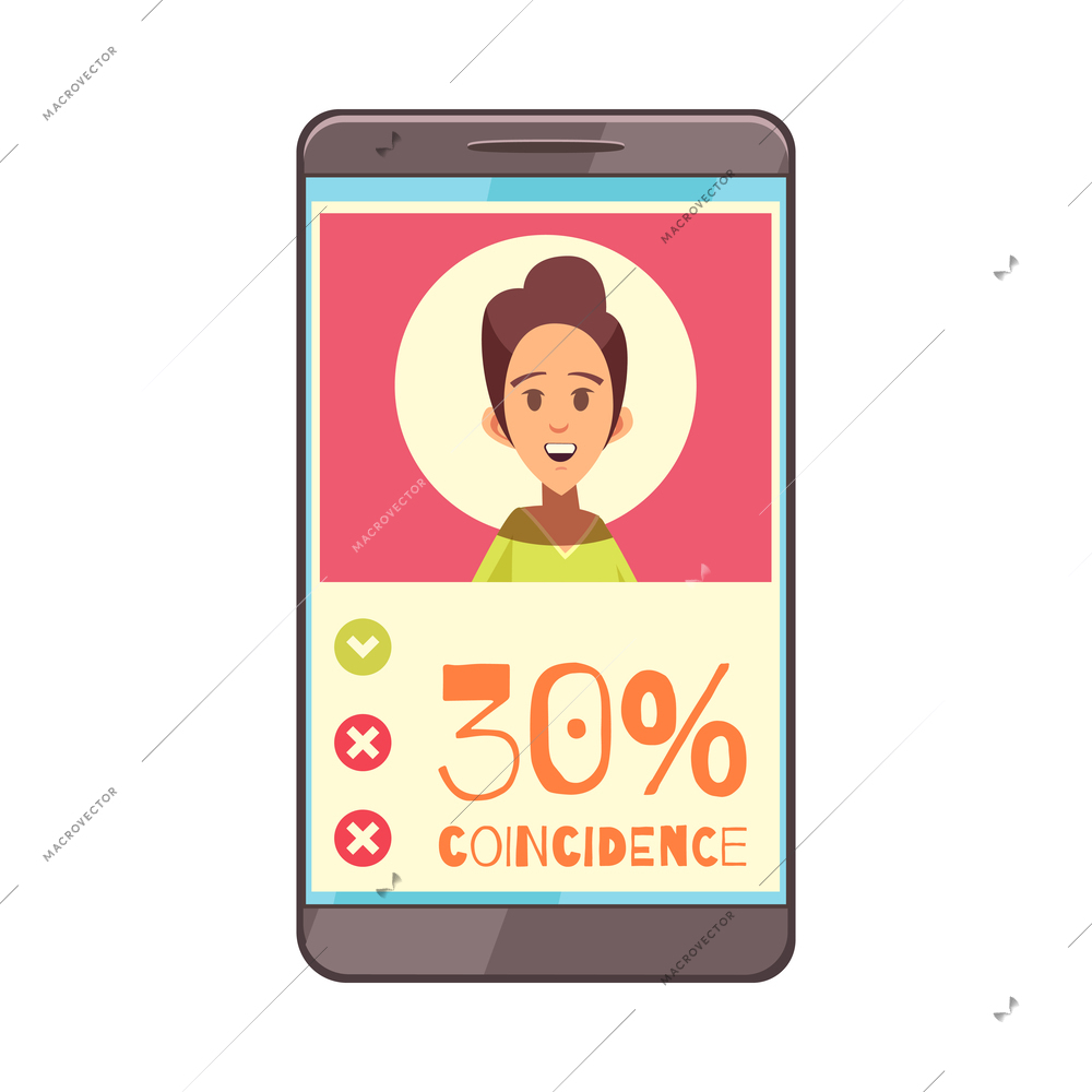 Dating smartphone app flat icon on white background vector illustration