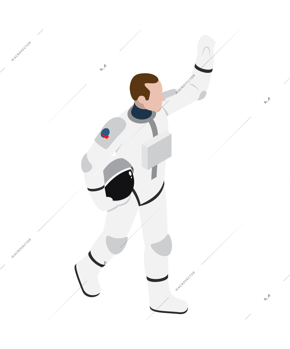 Isometric male astronaut in spacesuit 3d vector illustration