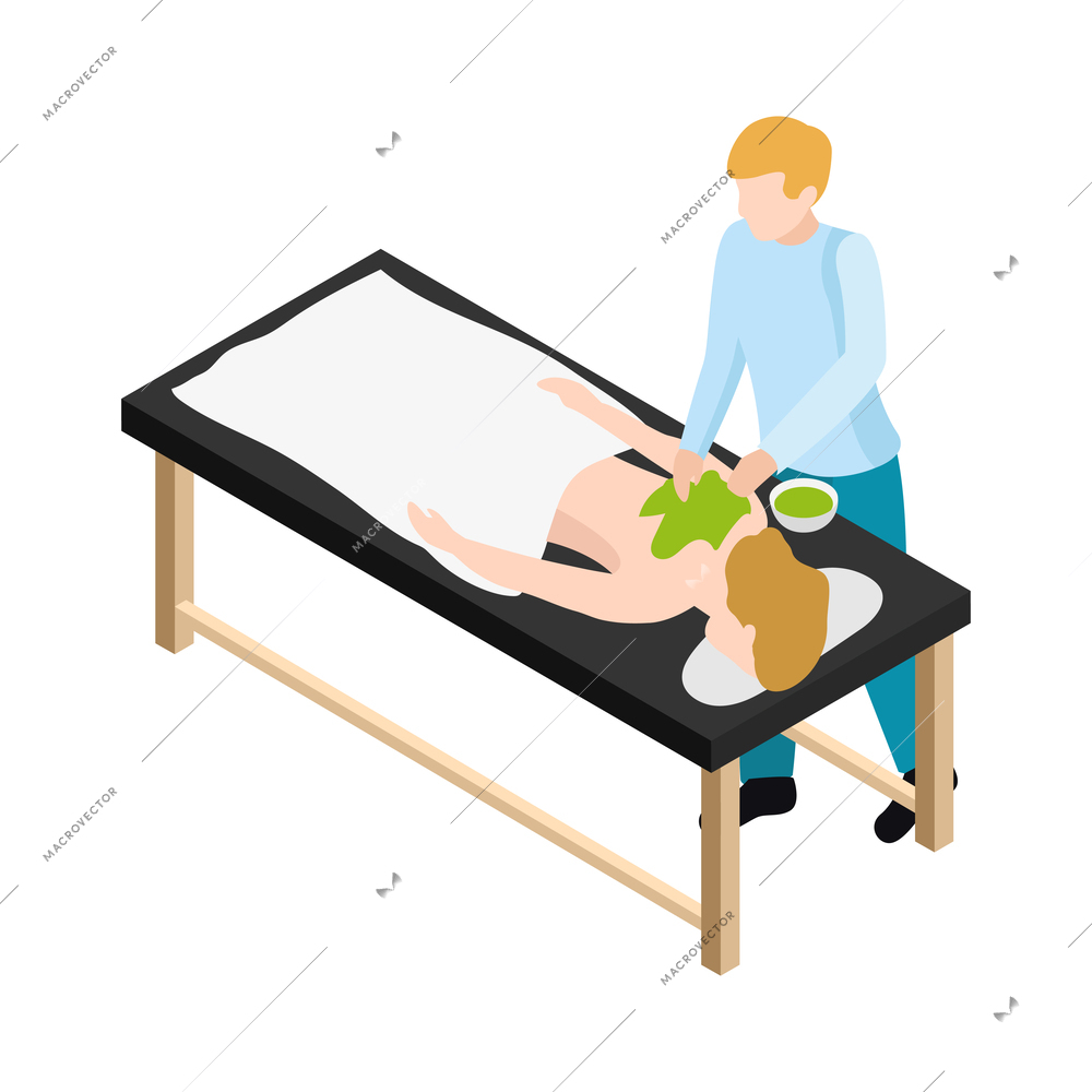 Beauty spa salon isometric icon with massage procedure vector illustration