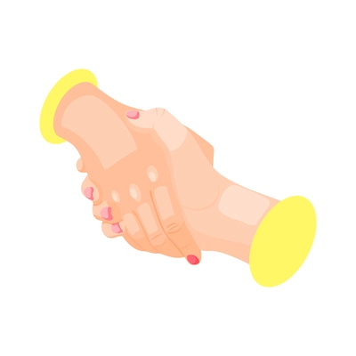 Female hands gesture handshake 3d isometric icon vector illustration