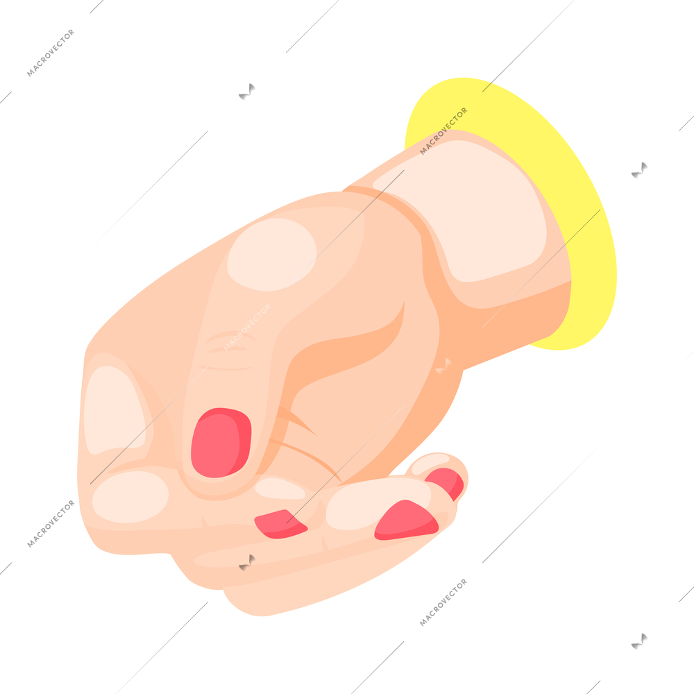 Female hand with painted nails gesture isometric 3d vector illustration