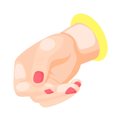 Female hand with painted nails gesture isometric 3d vector illustration