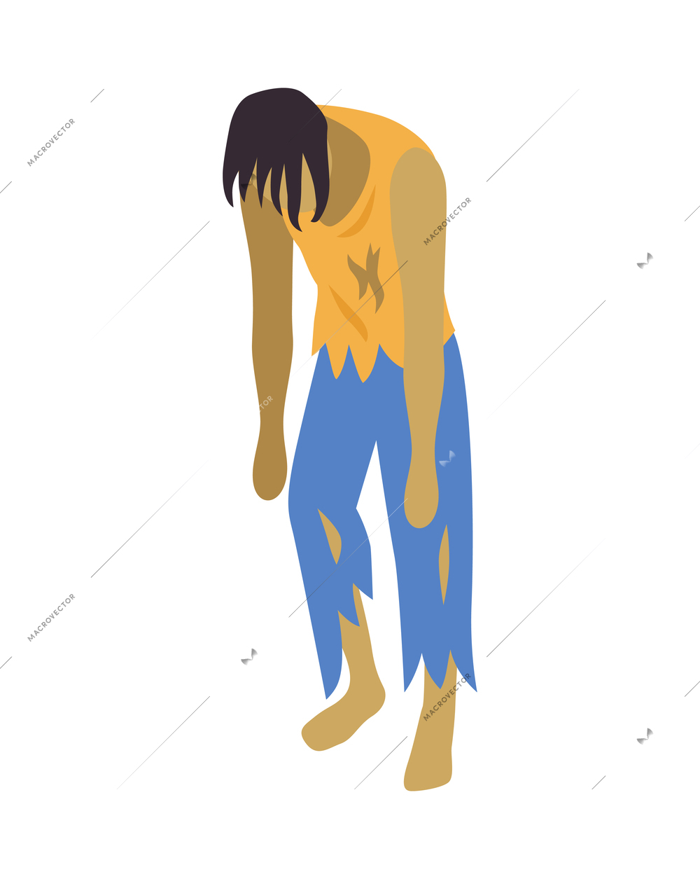 Zombie wearing ragged clothes isometric icon vector illustration