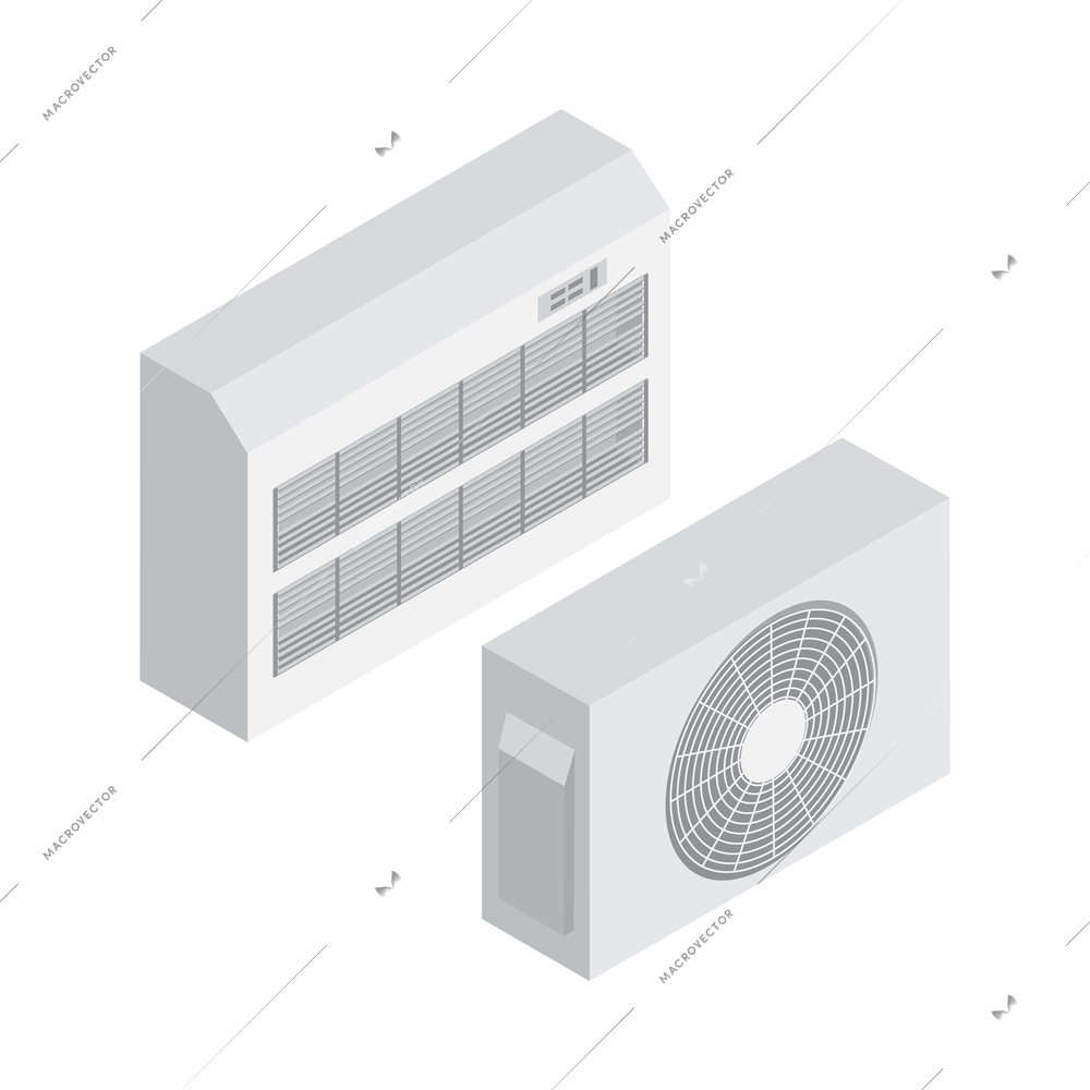 Isometric wall split air conditioning system icon isolated 3d vector illustration