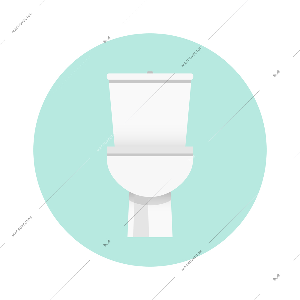 Flat toilet round color icon vector illustration