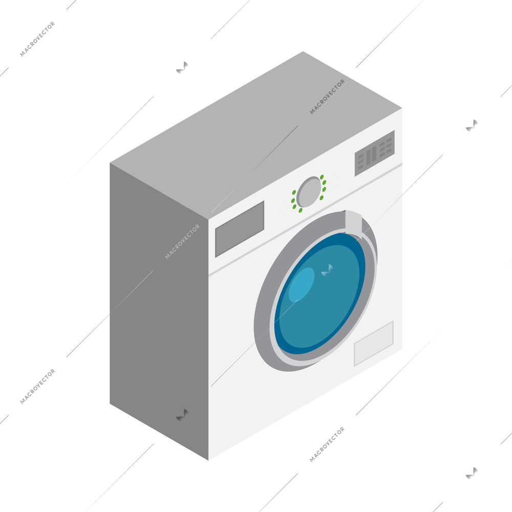 Isometric white washing machine icon 3d vector illustration