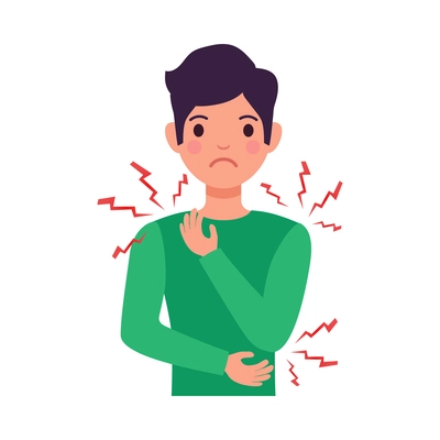 Boy suffering from allergy itching flat vector illustration