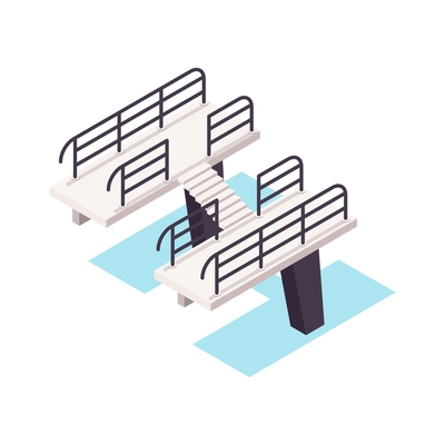 Isometric swimming pool diving platform 3d vector illustration