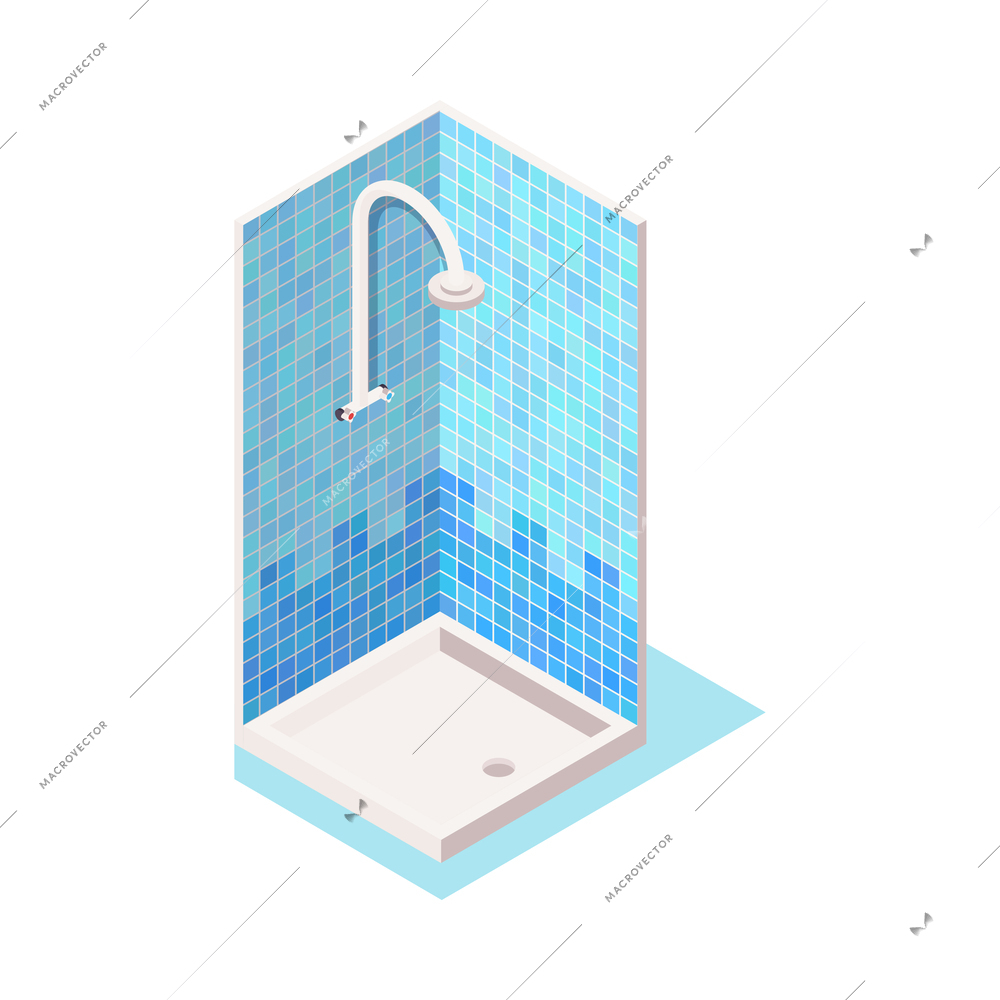 Isometric shower unit icon on white background 3d vector illustration