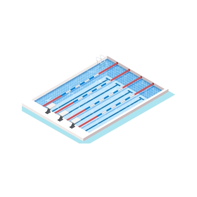 Swimming pool isometric icon with racing lanes and ladder 3d vector illustration