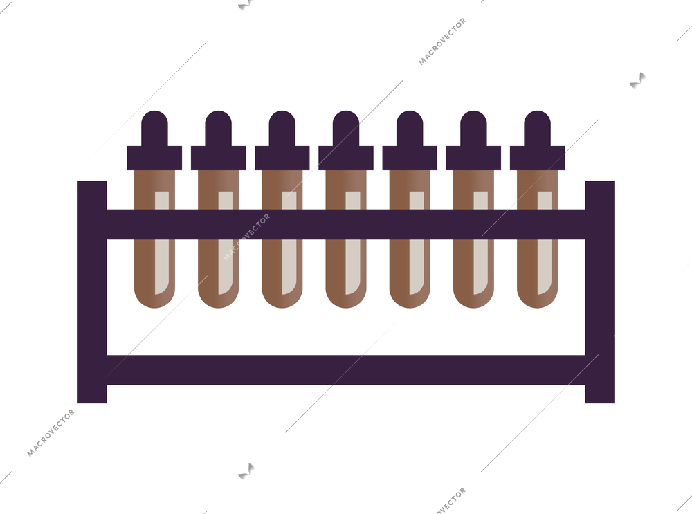 Rack with laboratory medical tubes flat vector illustration