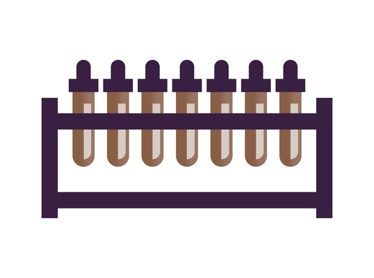 Rack with laboratory medical tubes flat vector illustration