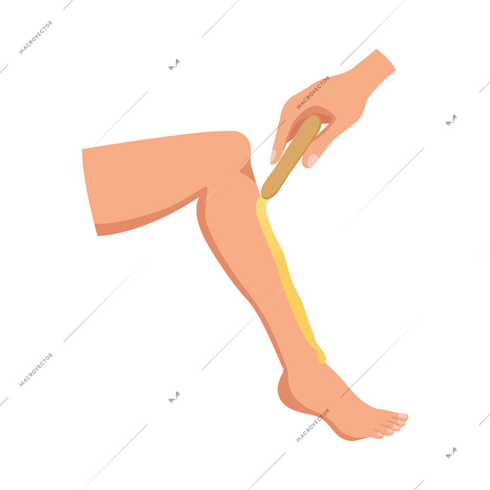 Hair removal legs sugaring process flat vector illustration