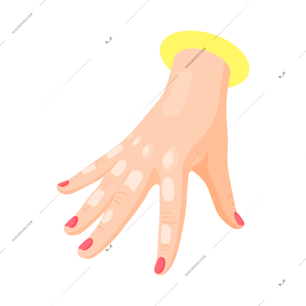 Isometric female hand gesture on white background 3d vector illustration