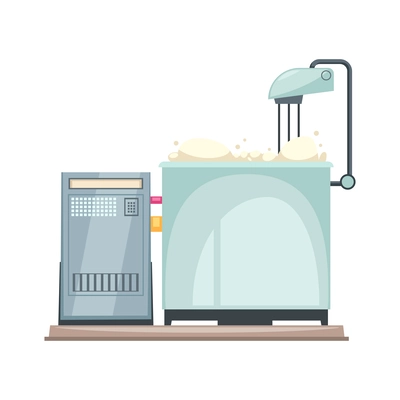 Milk production icon with flat style factory equipment vector illustration