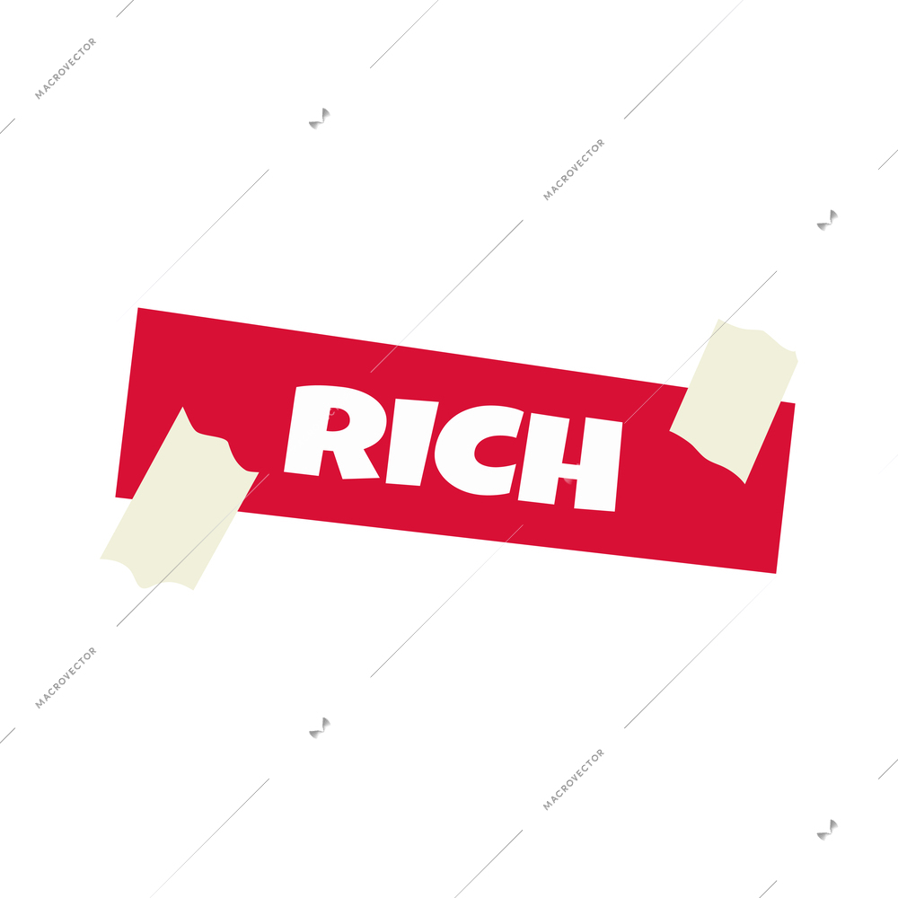 Rich sticker for dreams vision board flat icon vector illustration