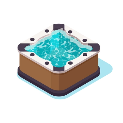 Isometric hot tub with blue water icon on white background 3d vector illustration