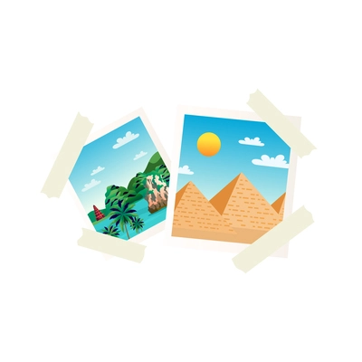 Dreams vision board travel photos flat icon vector illustration