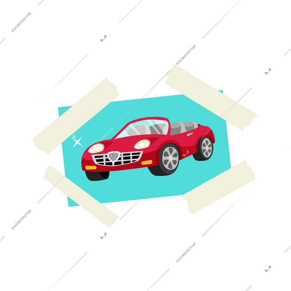 Photo of new car for dreams vision board flat icon vector illustration